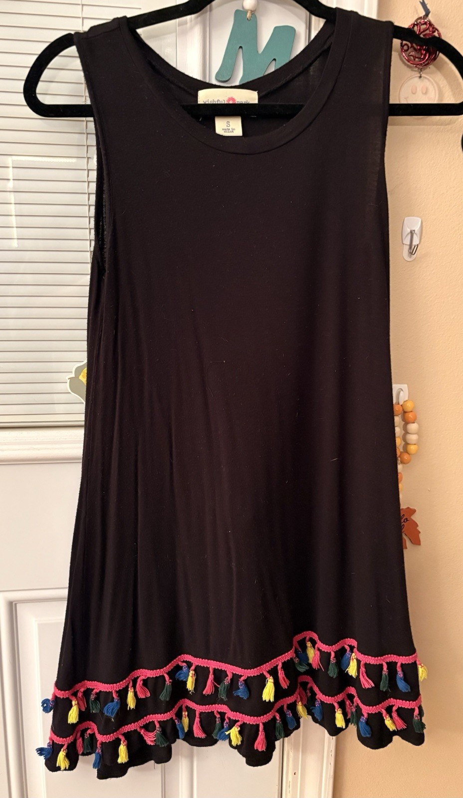 Wishful Park Black Womens Small Dress with Tassles