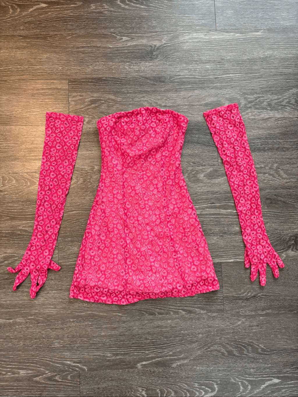 NWOT Miscreants London x Revolve Pink Lace Cupid Mini Dress W/ Gloves UK 6 US 2
