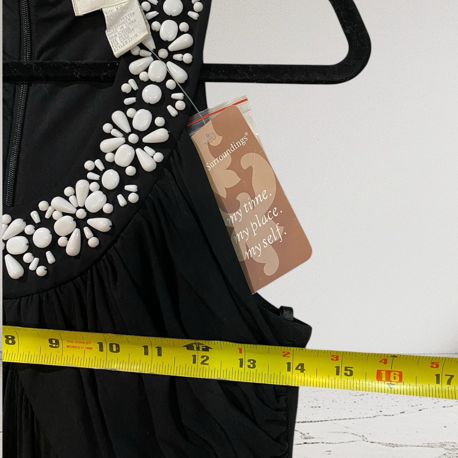 Soft Surroundings Black Beaded Maxi Dress Size XS Elegant Summer Party Event NWT
