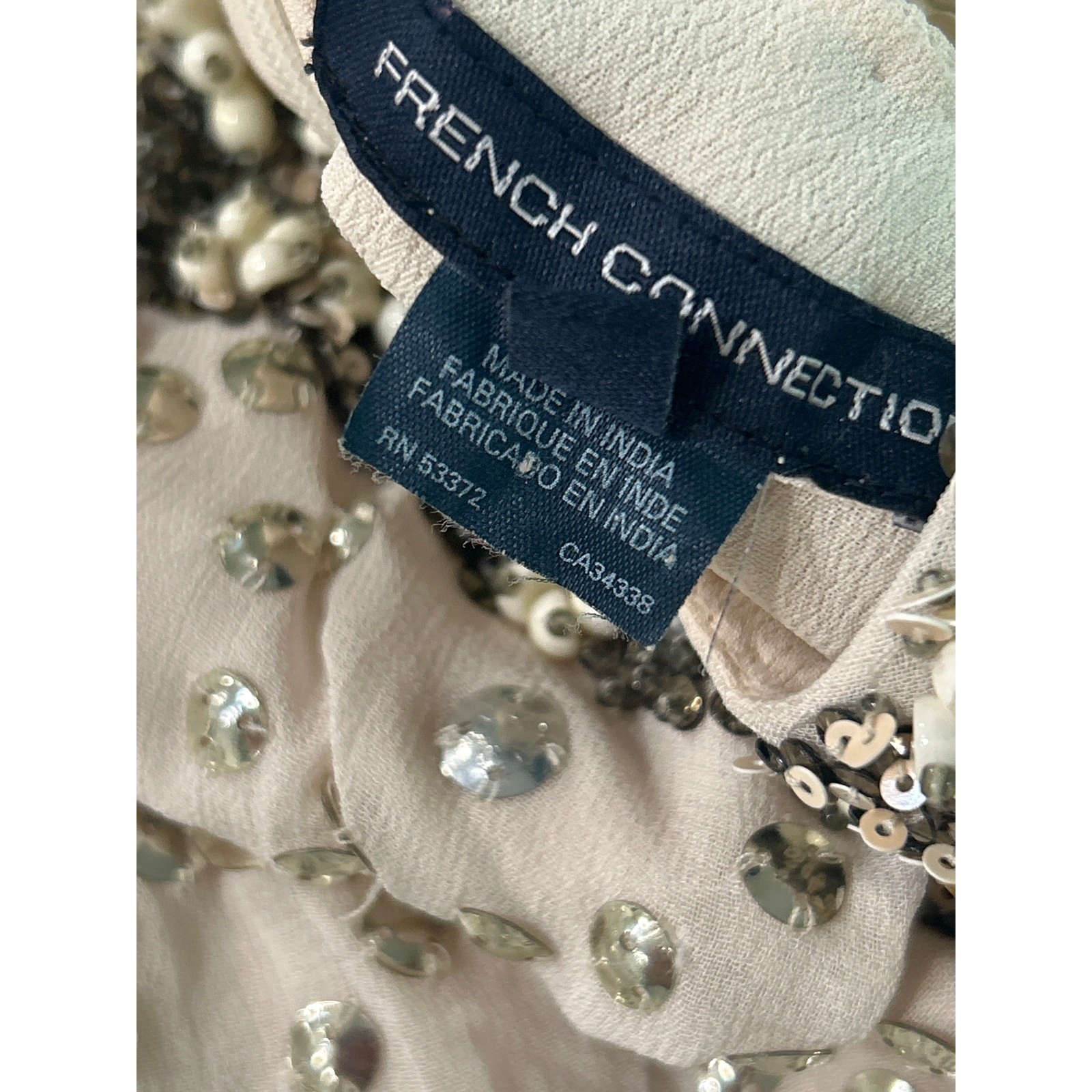 French Connection Vintage Beaded Studded Cocktail Mini Dress Size 0