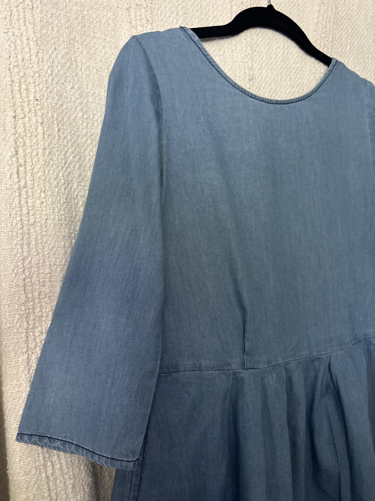ASOS blue denim backless bow round neck long sleeve knee length dress 8