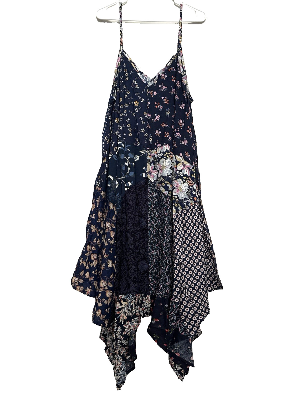 Jaded Gypsy L/XL Sleeveless Patchwork Floral Maxi Dress in Navy Blue NWT