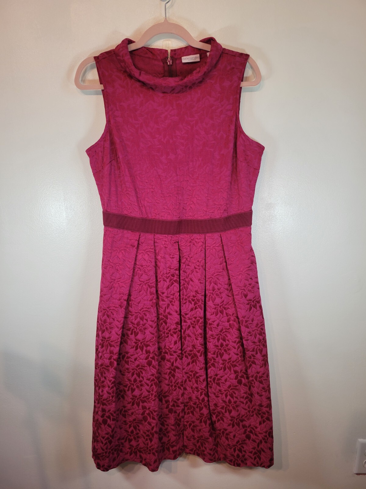 Eva Mendes for New York and Co Dark Pink Floral Embossed A-line Dress Medium