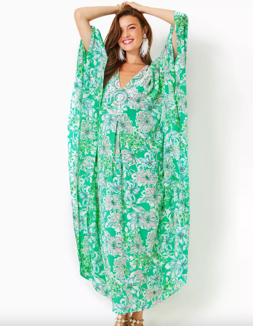 NWT LILLY PULITZER SIZE 8 MINDY MAXI CAFTAN *BLOSSOM VIEWS* LIMITED EDITION🦄