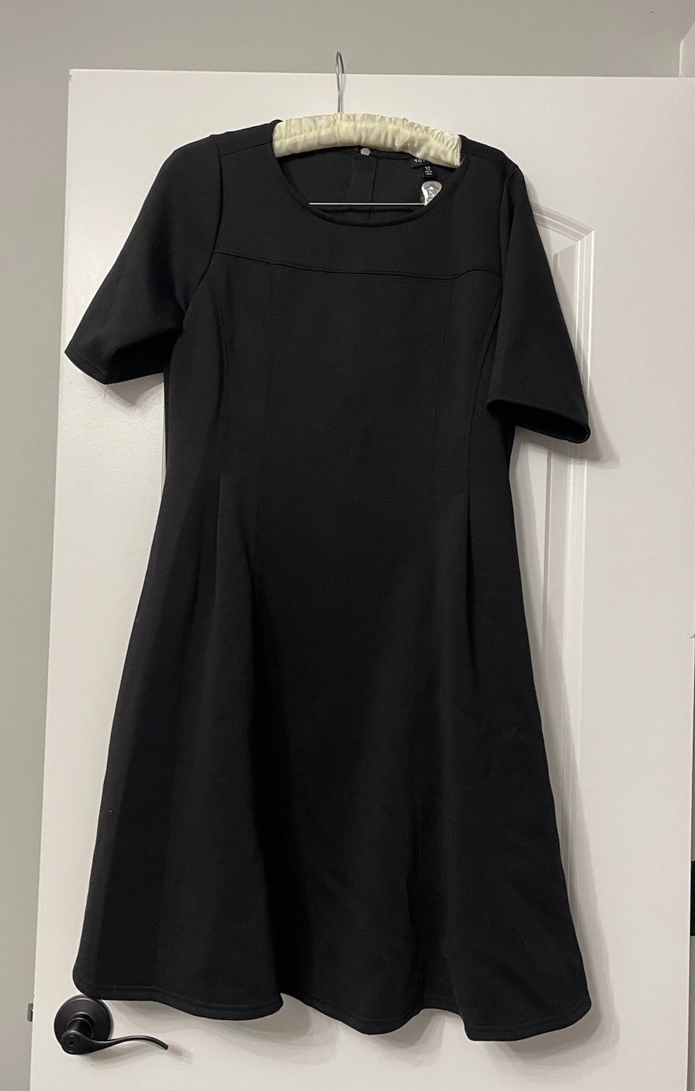 Torrid NWT Black Scuba Fluted Dress Plus Size 12 Elbow Sleeve LBD Work Party