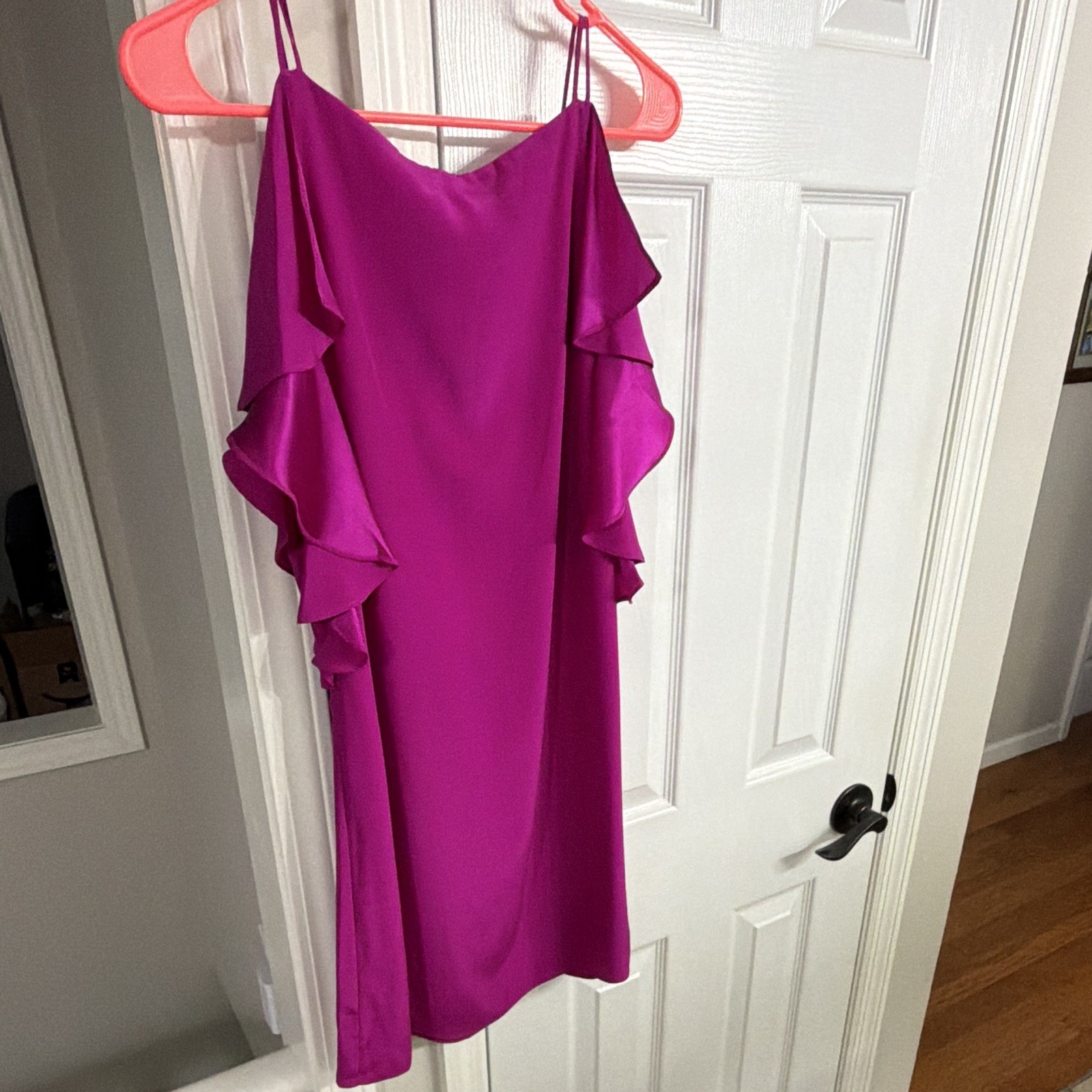 Lilly Pulitzer Pink Solid Ruffle Cold Shoulder Sleeveless Mini Dress XXS