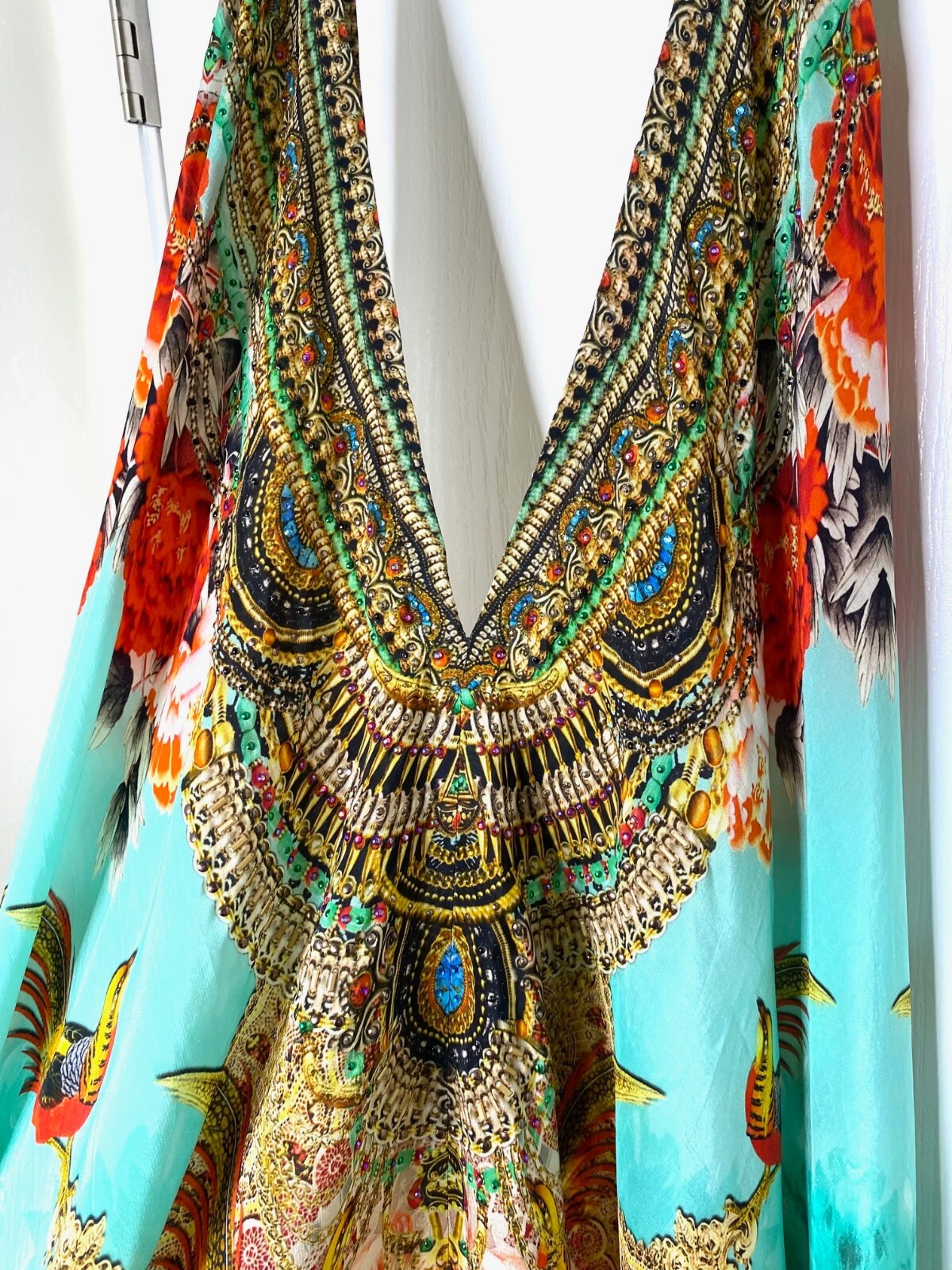 SHAHIDA PARIDES Rhinestone 3-Way Convertible Silk Maxi Hi-Lo Dress O/S S M L XL