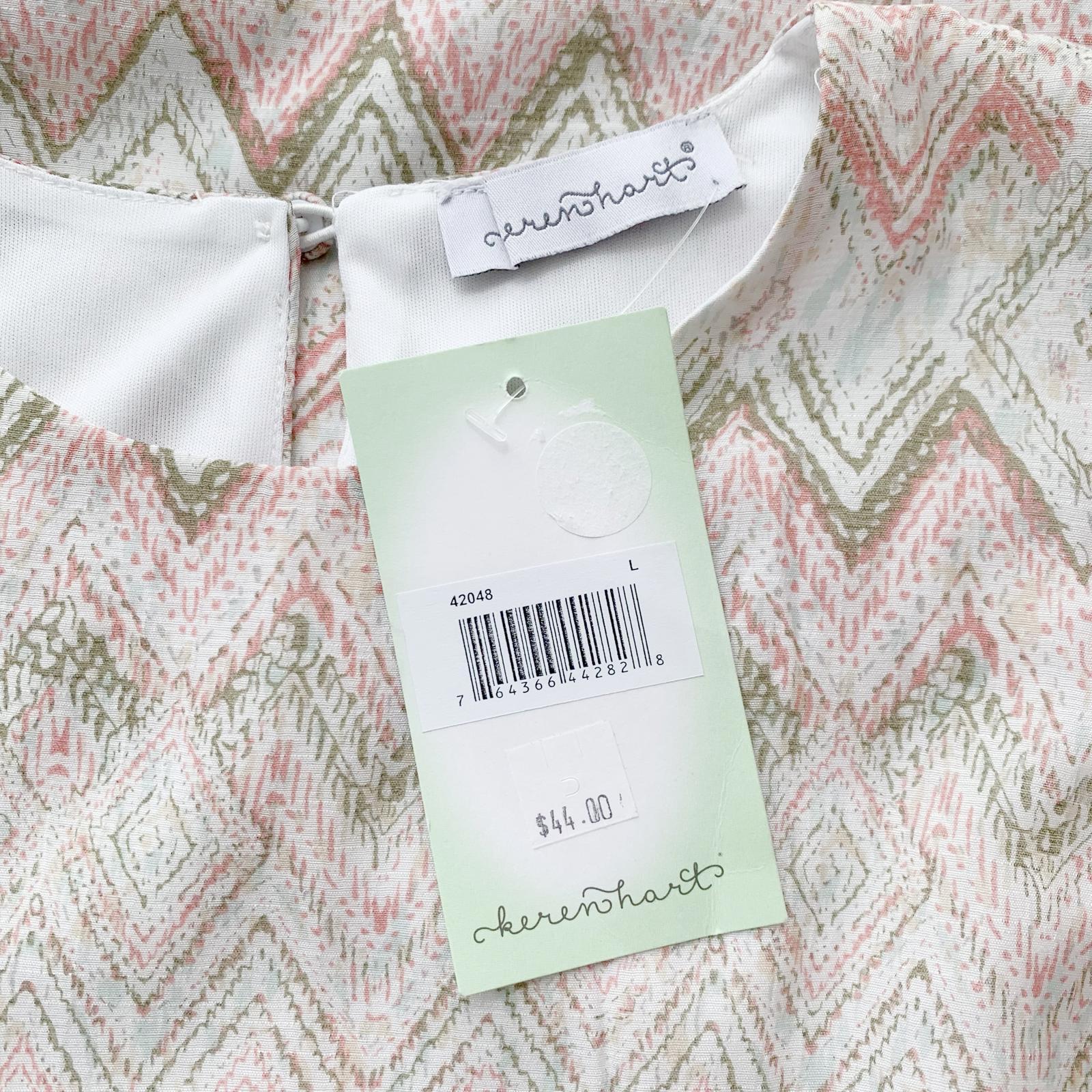 NWT Keren Hart – Pale beige pink chevron sleeveless A-line dress lined, L