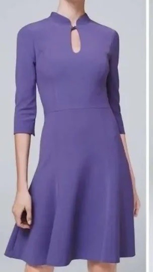 White House Black Market Dress size 6 Purple Hyacinth Pearl Keyhole Fit Flare