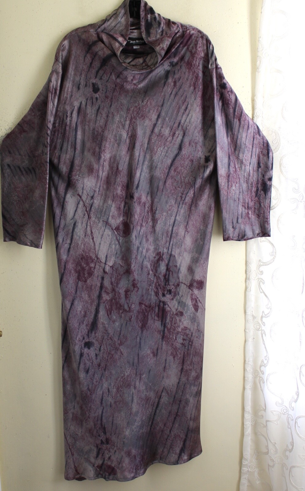 Joan McGee Fiber Artist OS S M L XL Art-to-Wear Silk Charmeuse Flowing Dress Lux