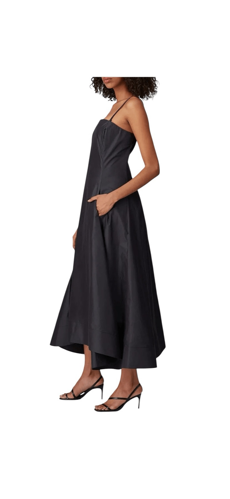 3.1 Phillip Lim Spaghetti Strap Midi Black Dress with Pockets Size 8 MSRP: $650