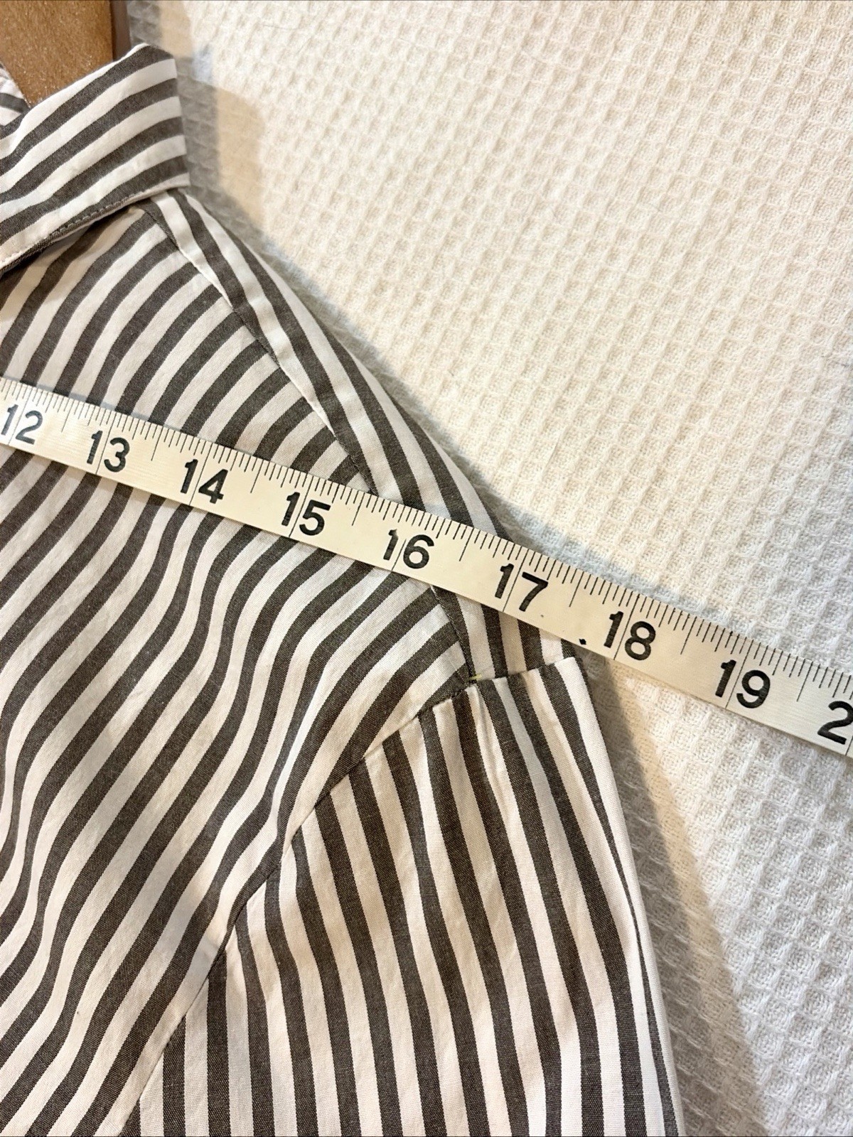 LOFT Petite Large Gray White Stripe Maxi Shirt Dress Button Front Cotton Stretch