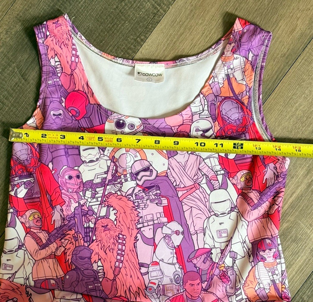 Star Wars Characters Sleeveless Skater Dress Womens Large Pink Purple Rey BB8