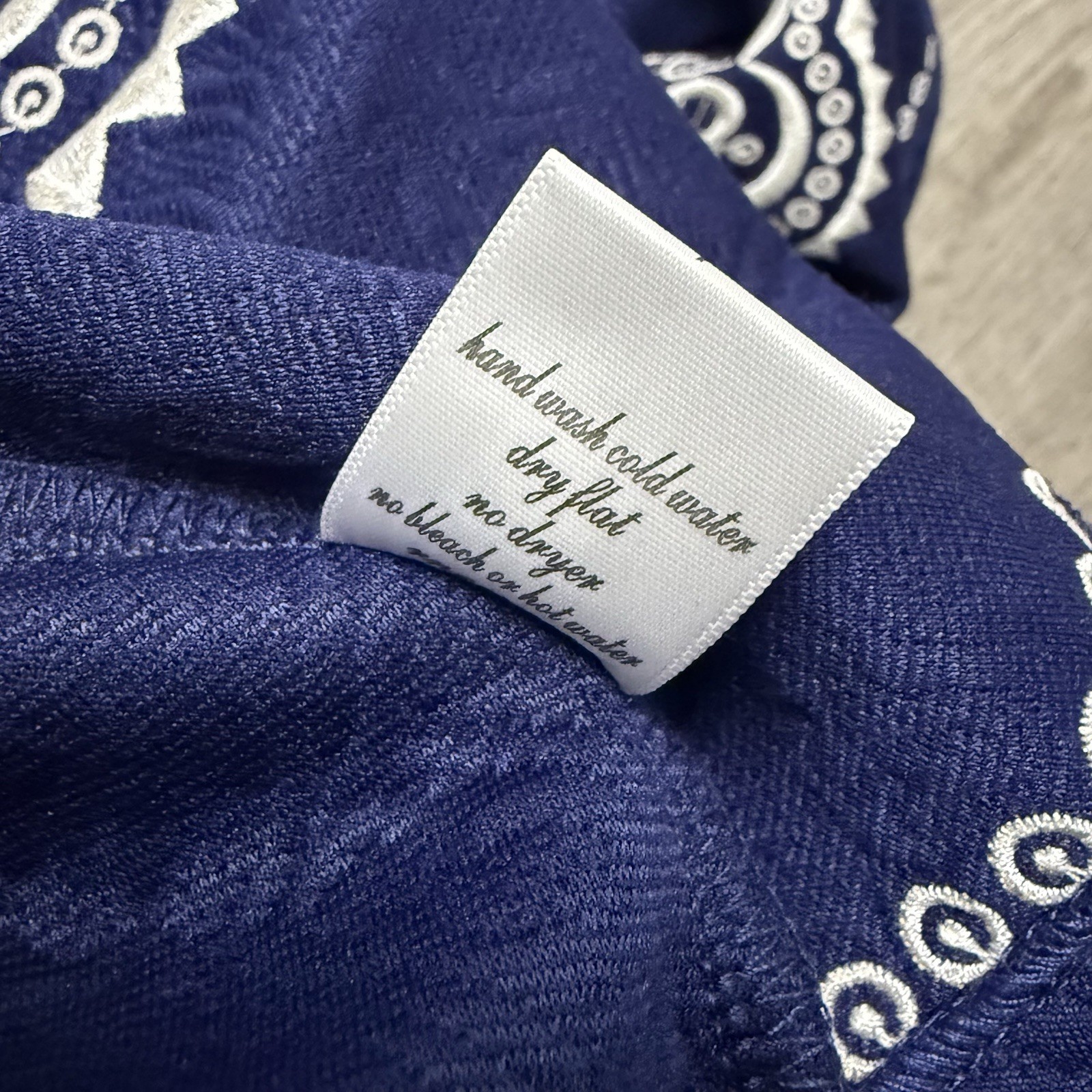 Vintage Folk Embroidered Navy A-Line Dress Boho Cottagecore Retro Small Alya