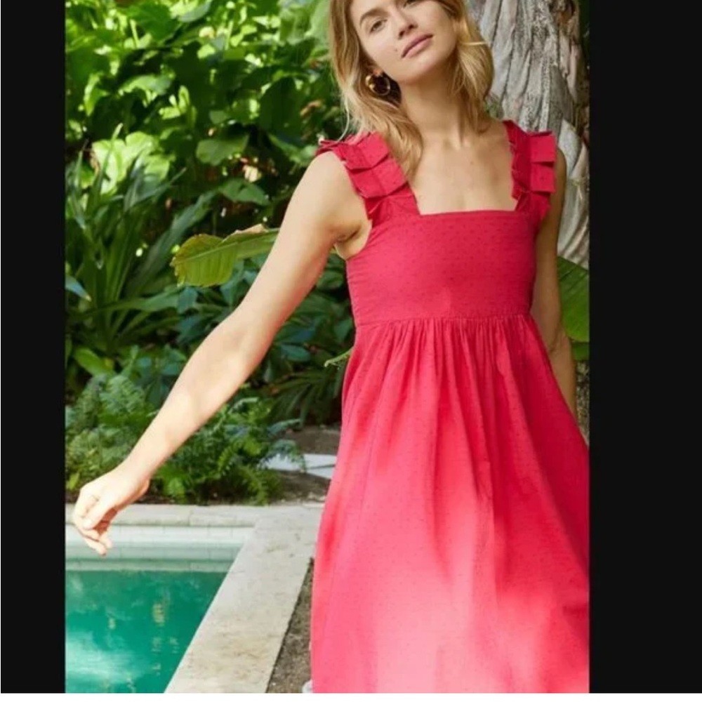 LAKE Lolly Swiss dot midi dress heatwave size XS Red Sleeveless sundress