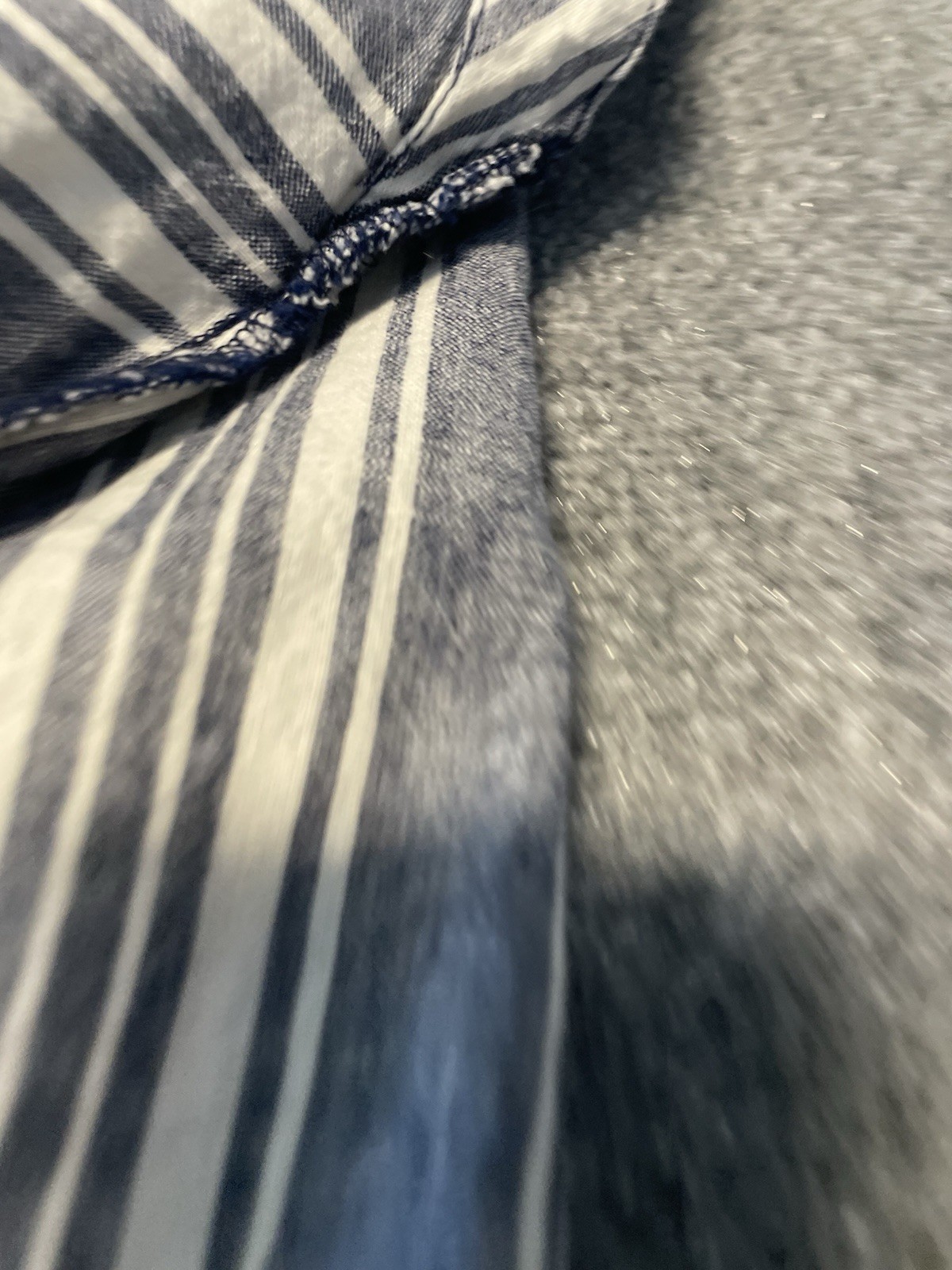 Peyton & Parker Button Back Shift Dress Women M Blue Striped Linen Blend Preppy
