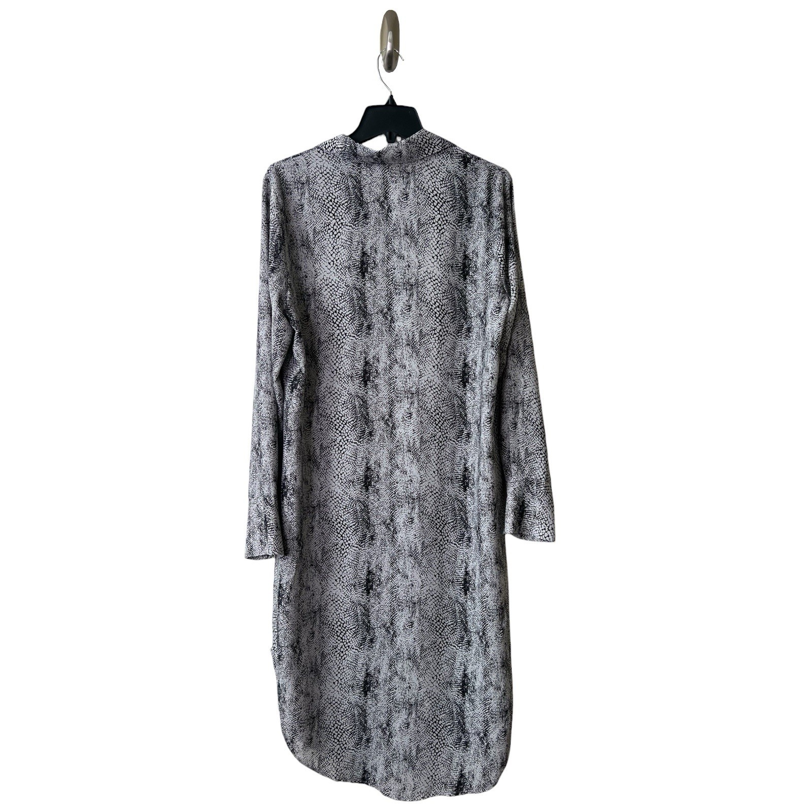 Franne Golde Snake Skin Print Shirt Dress Women’s L Black Gray Button Up