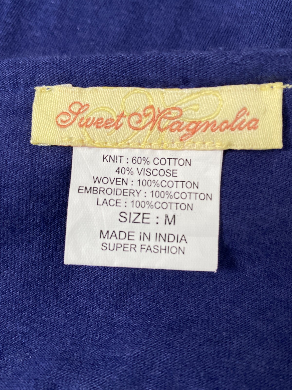 Sweet Magnolia Nave Blue Eyelet Embroidered Shirt Dress Sz M Prairie Twee Boho