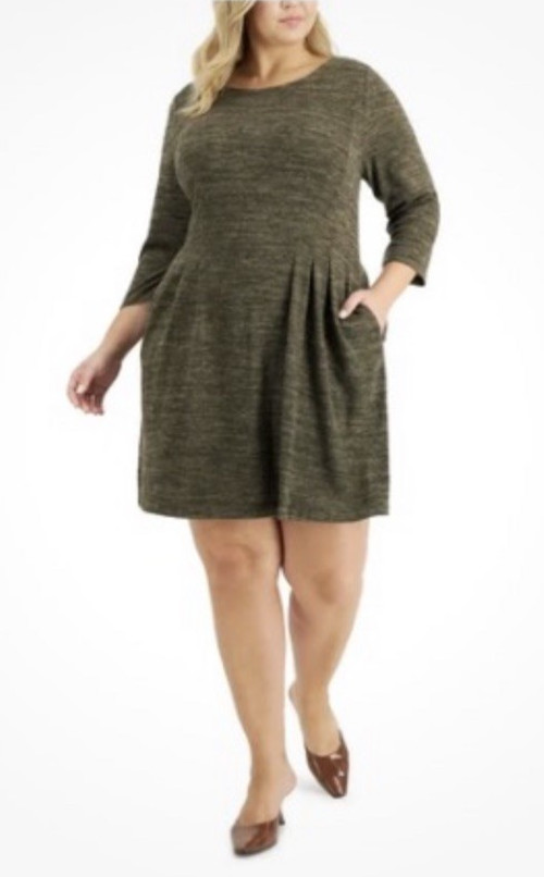 Womens Jersey 3/4 Sleeve Above The Knee A-line 18W Dress
