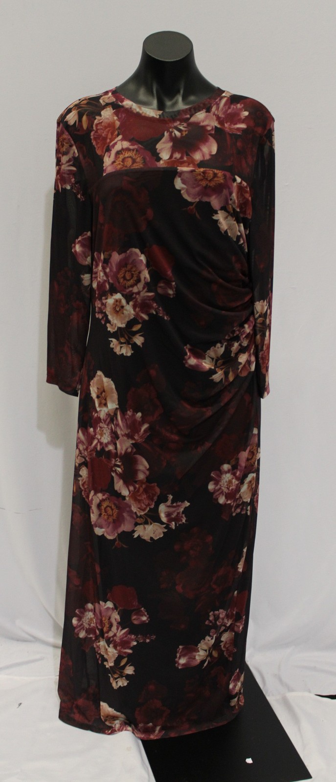 Anne Klein Women’s Side Ruched Printed Midi Dress NC3 Large Bouquets Size XL NWT