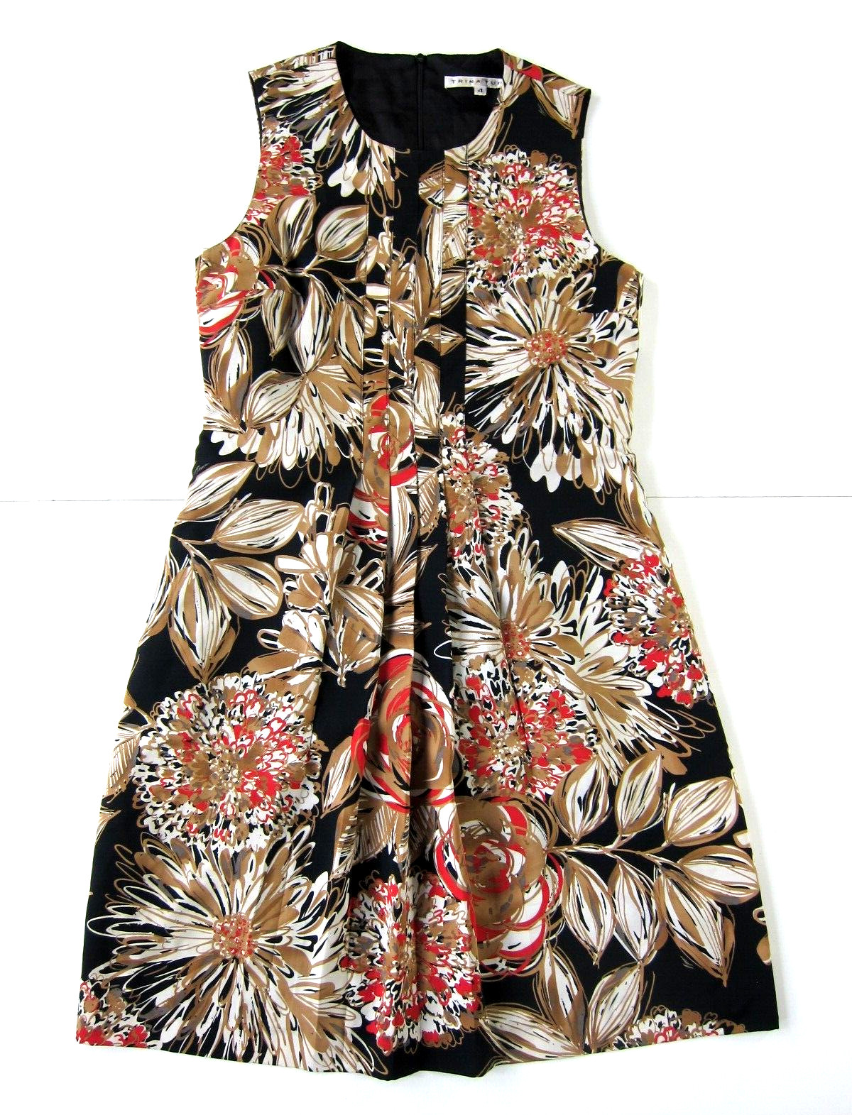 Trina Turk Black Brown Red Floral Sleeveless Sheath Shift Tank Dress 4