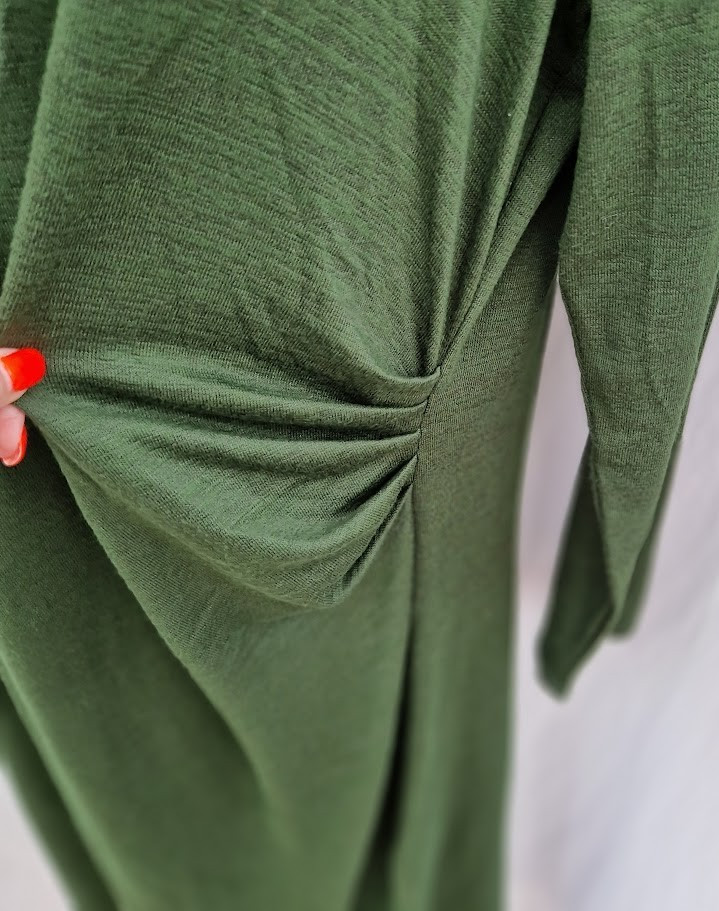 Banana Republic Ruched Midi Dress Green Stretch Occasion UK 16 18 BNWT