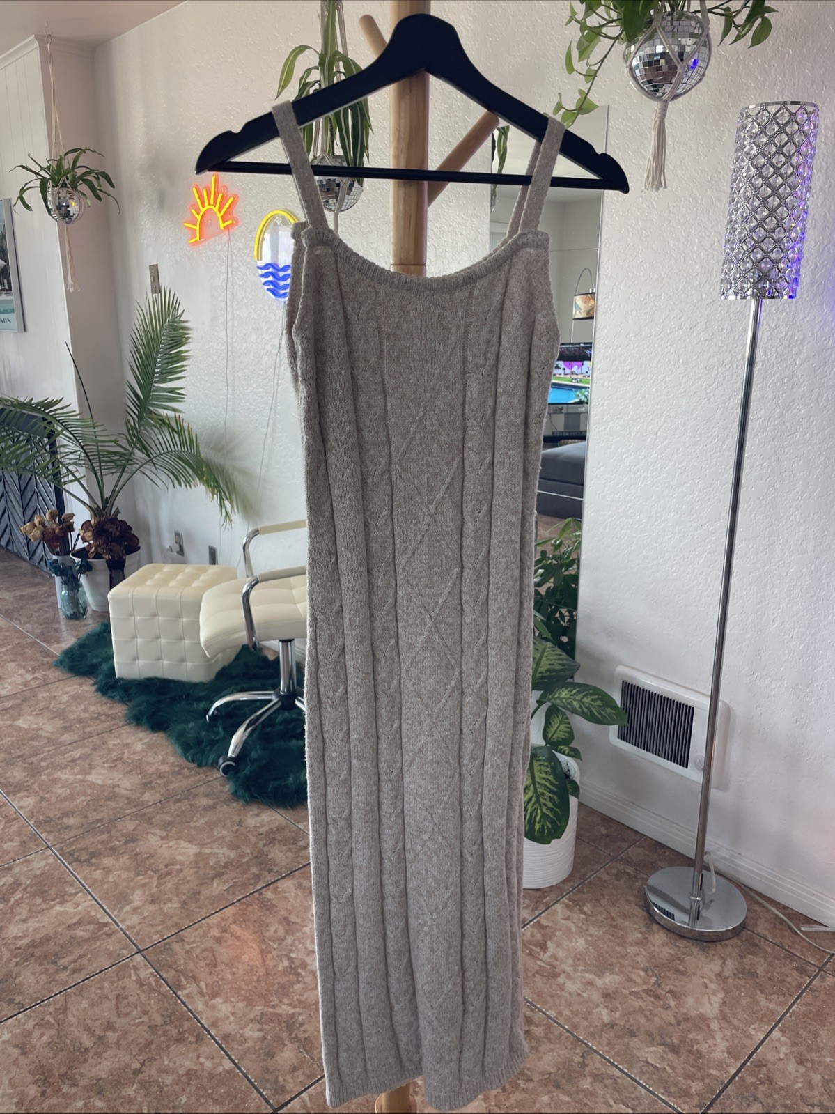 Shein Tan Sweater Tank Body Con Dress Size Small ￼🌻❤️‍🔥🤎