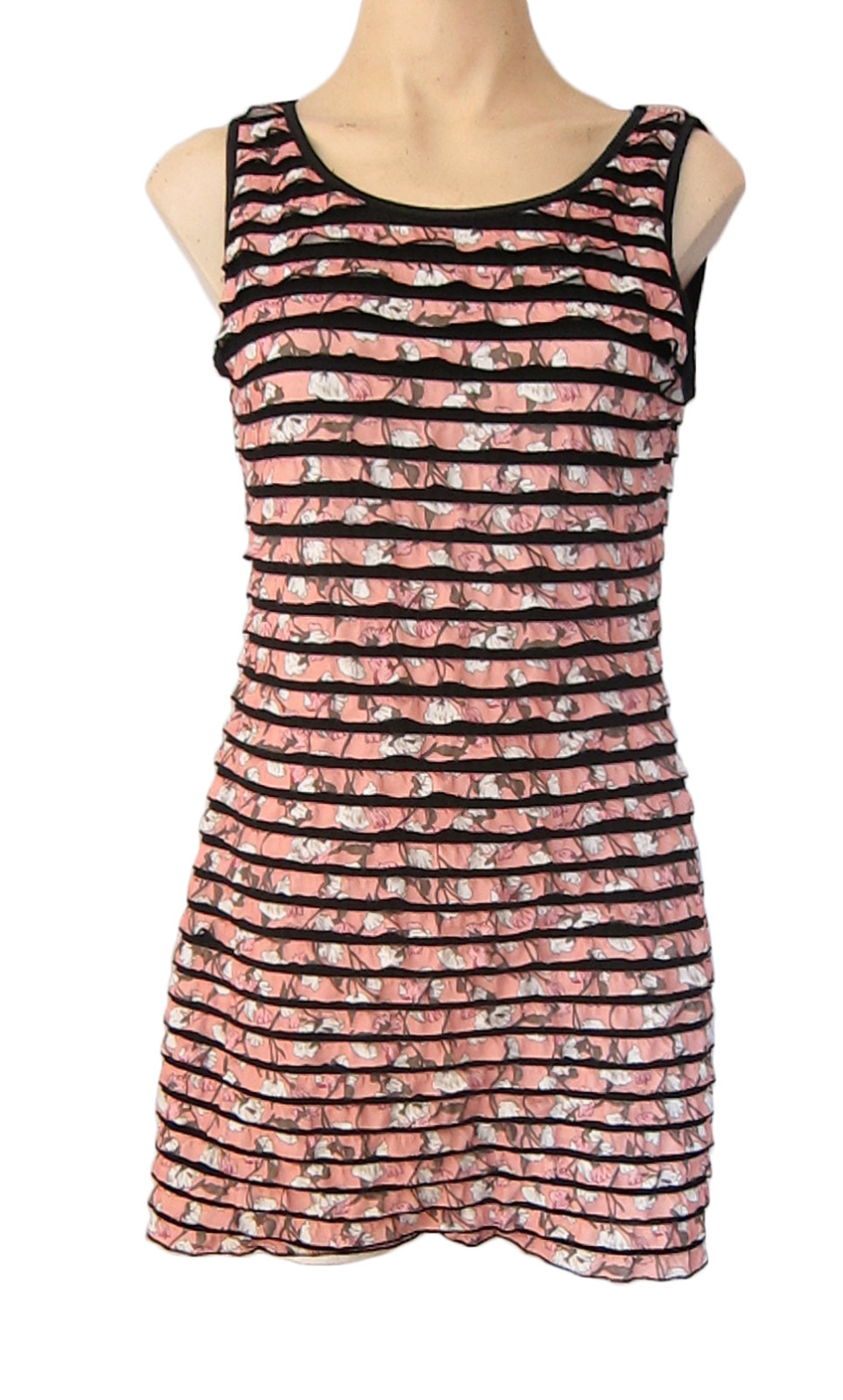 MELA LOVES LONDON Sleeveless mini dress – M UK size 12 floral pink, black lining