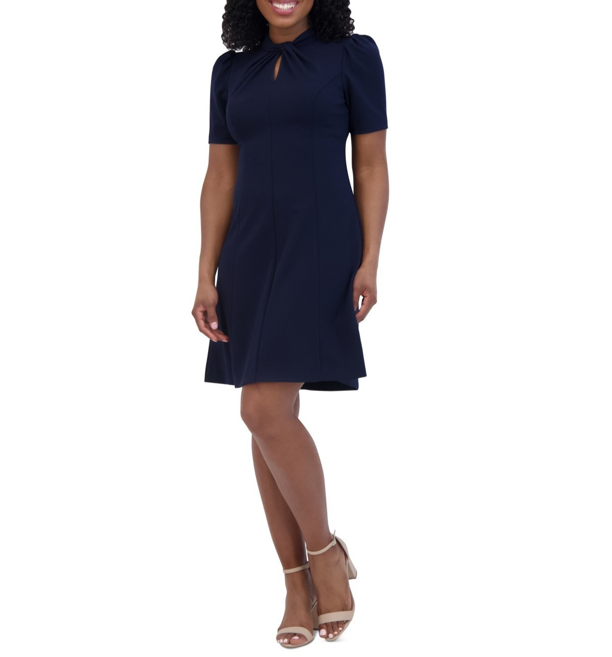 Jessica Howard Petite Twist-Neck Short-Sleeve Dress MSRP $119