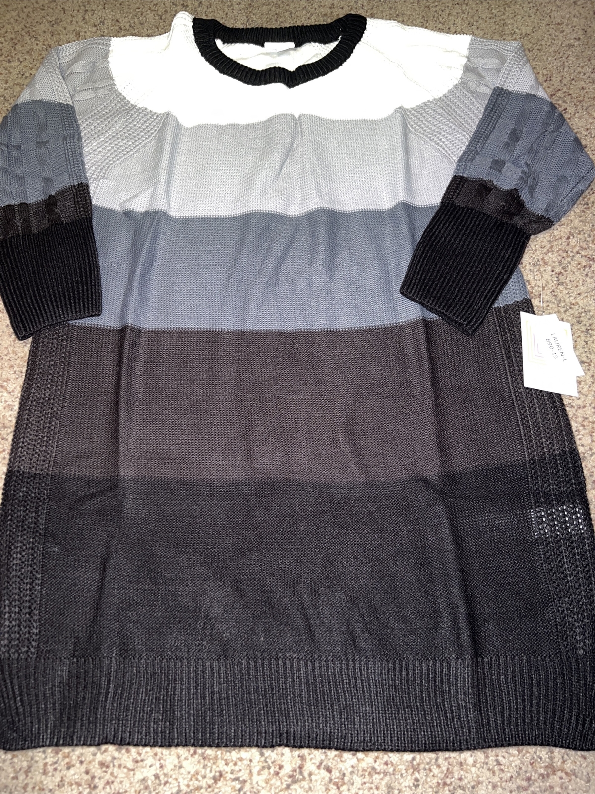 NWT White Black Gray Stripe LuLaRoe LAUREN SWEATER Dress 2XL 22/24 20 XXL 🦄