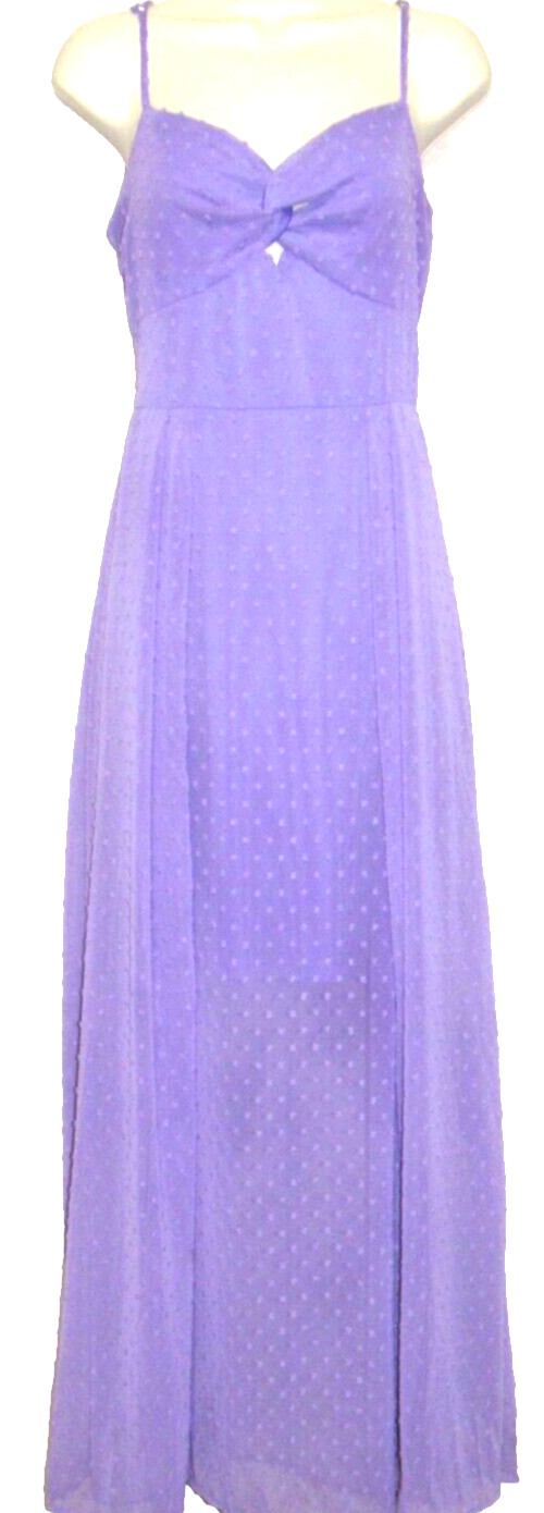 Purple Maxi Dress Evening Gown Womens 6 Swiss Dots Tie Back Fairycore Wedding