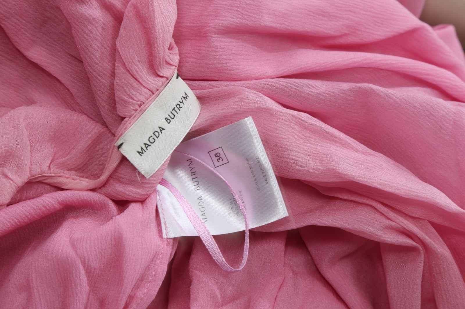 Magda Butrym Pink Ruched Long Sleeve Mini Dress Cocktail Party Going Out 36