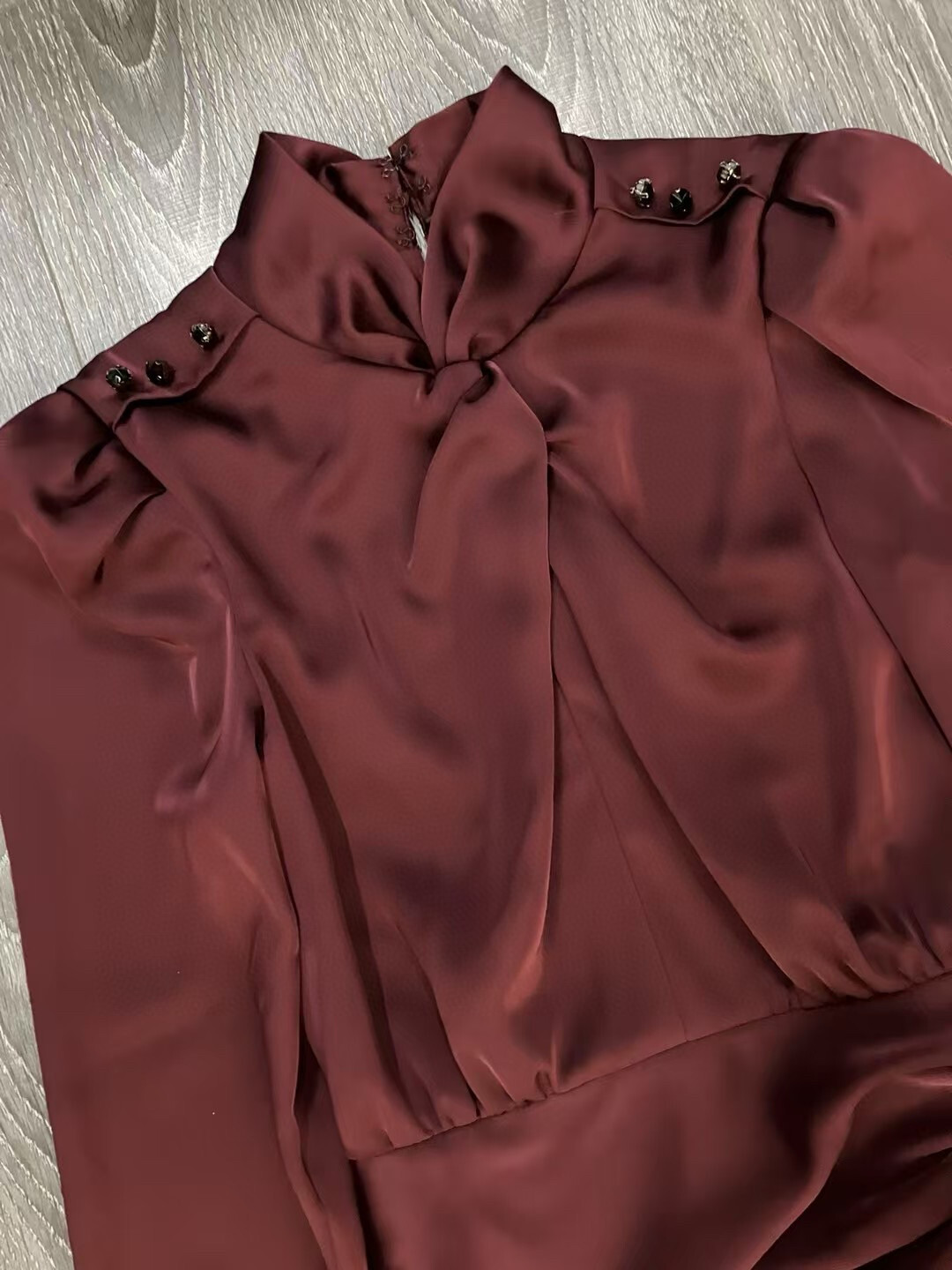 Womens Self-Portrait Stand Collar Long Sleeve A-line Midi Dress Red