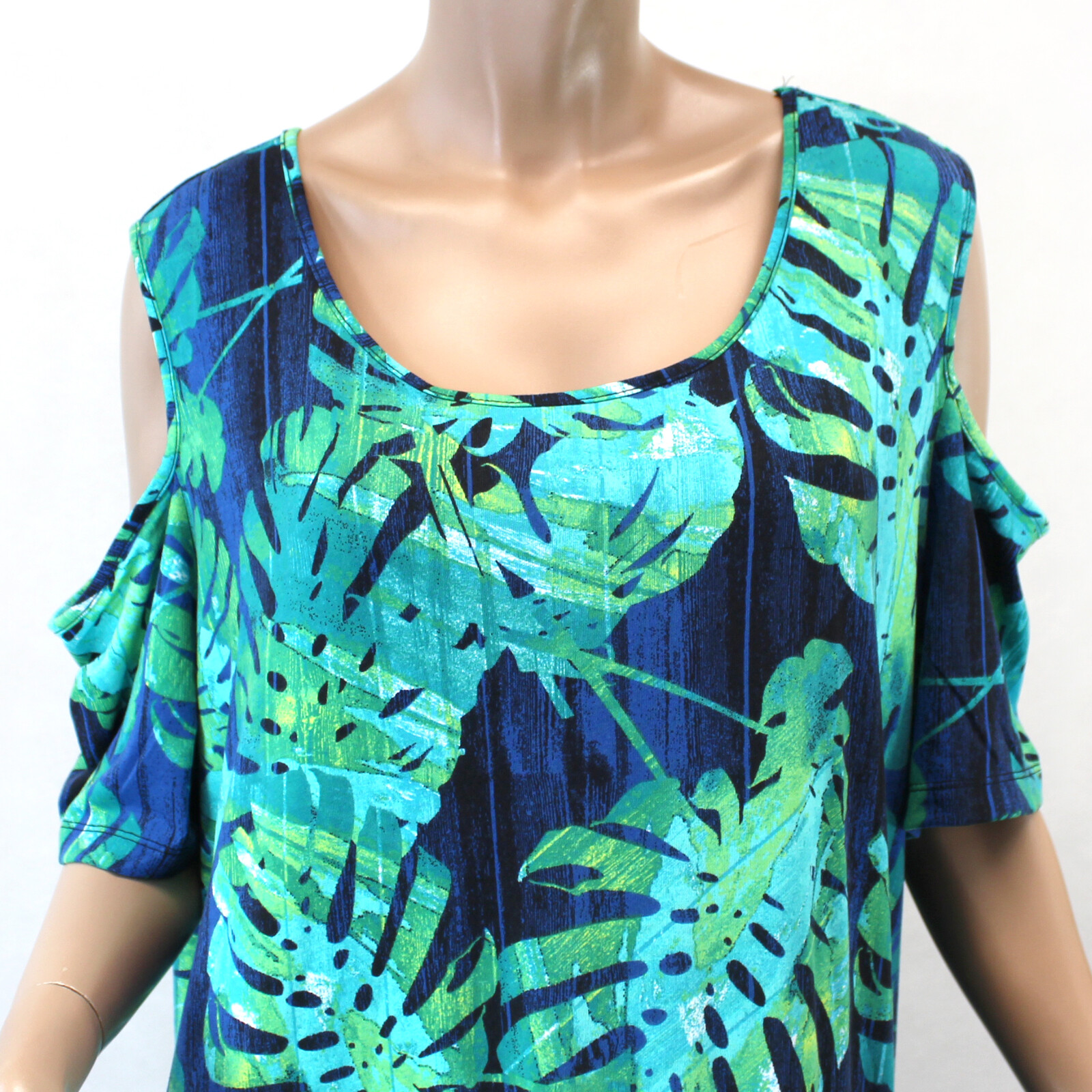 Catherines Plus Foliage Open-Shoulder Pockets Maxi Dress 5X 34/36