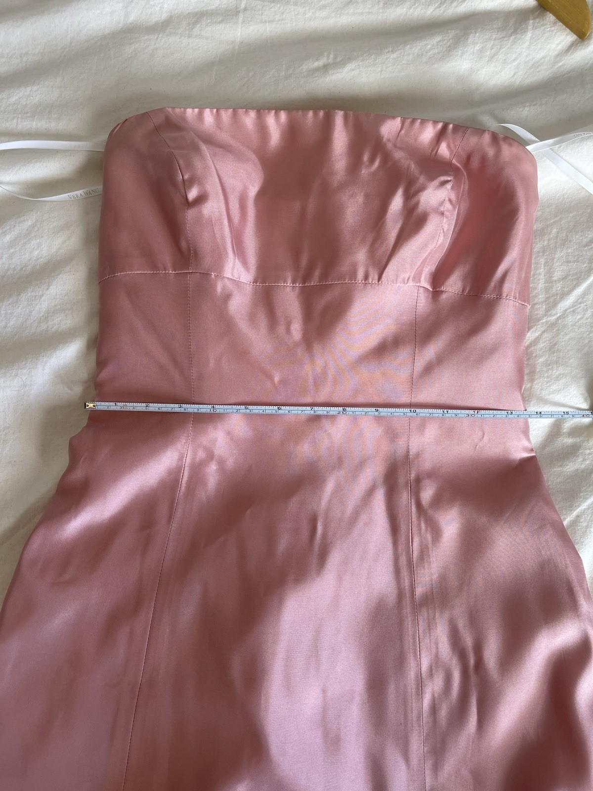 Vera Wang Dress Womens 6 Pink Strapless Taffeta Fit Flare Kick Pleat Formal FLAW