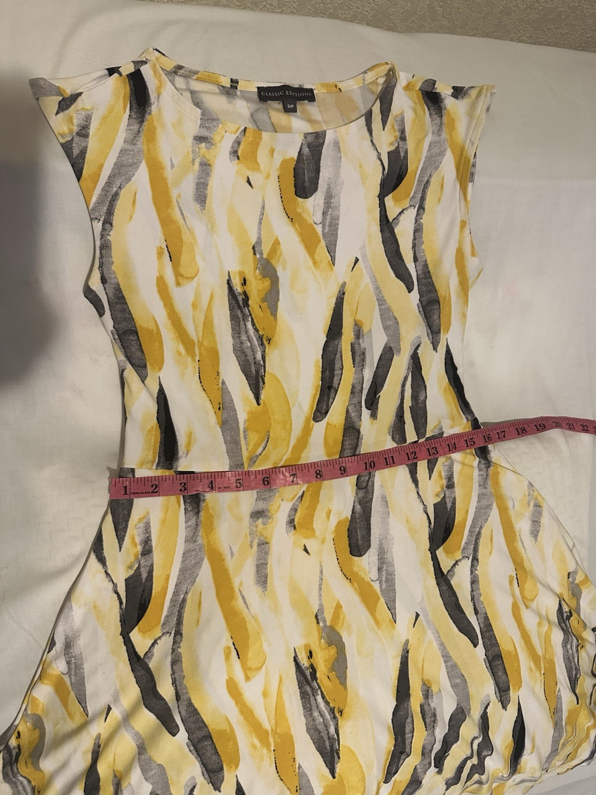 Classic Editions 3XP Abstract Round Neck Sleeveless Fit & Flare Knee Dress Tie