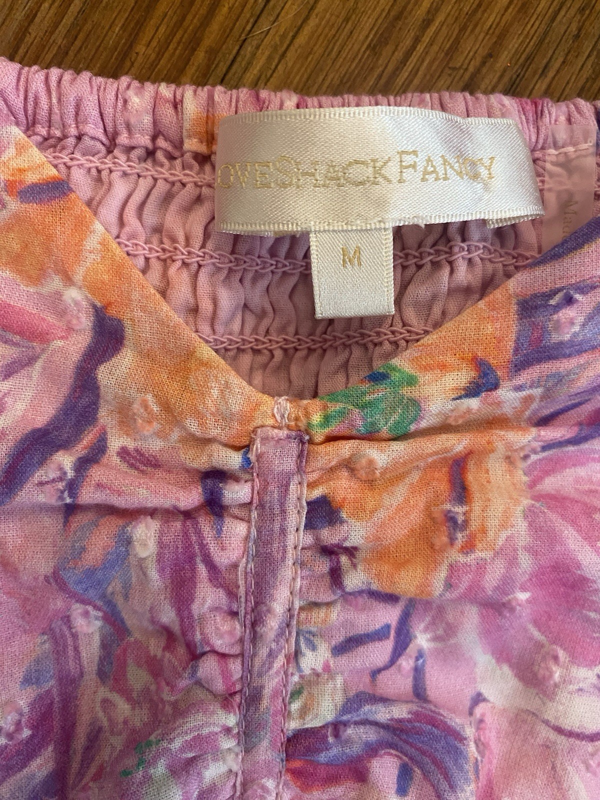 LoveShackFancy $445 Jarrah Mini Dress in Royal Pink Berry floral smocked sz Med
