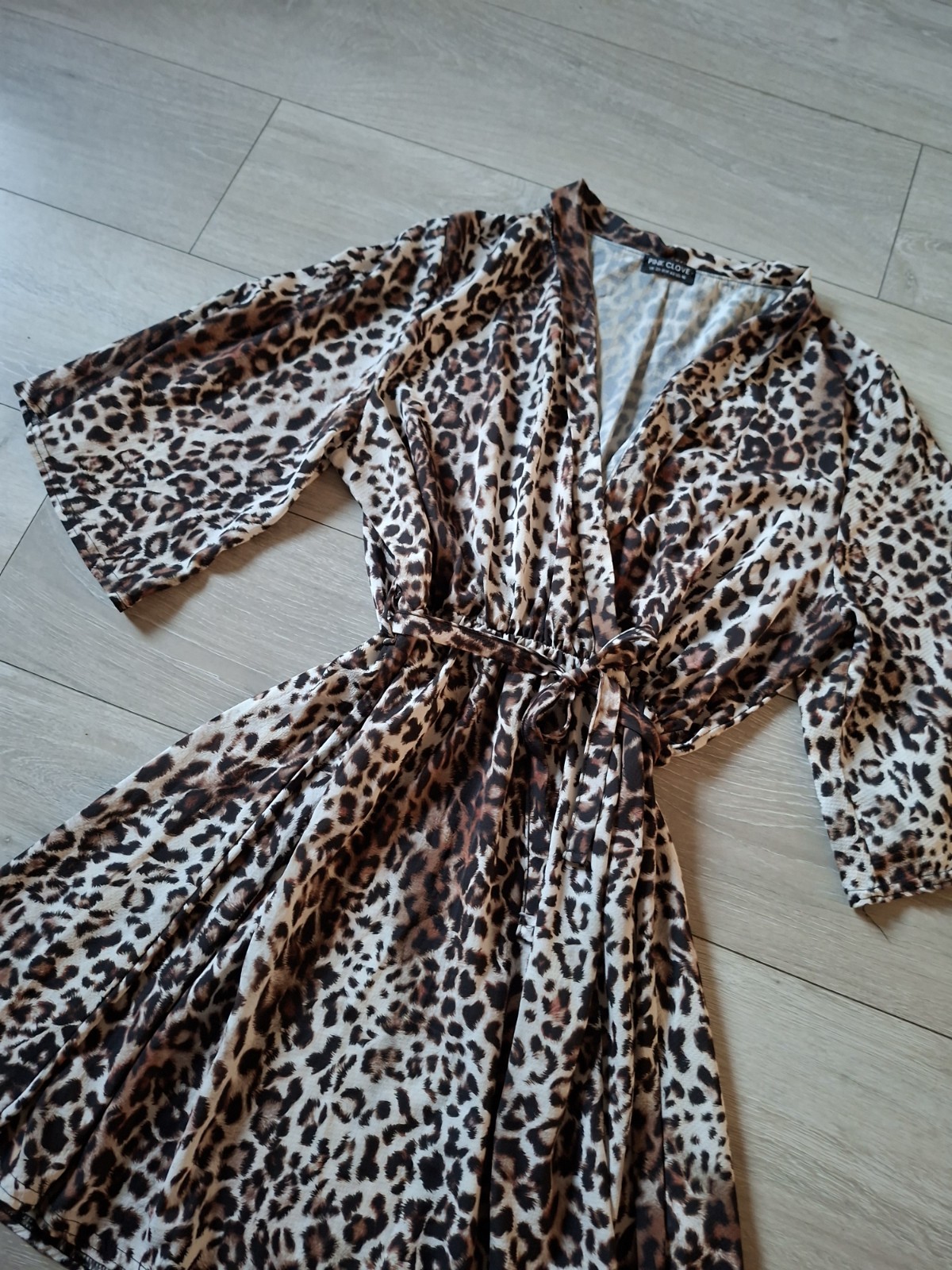 Pink Clove Beige Leopard Print Stretch Flared Dress Holiday Smart Party UK20