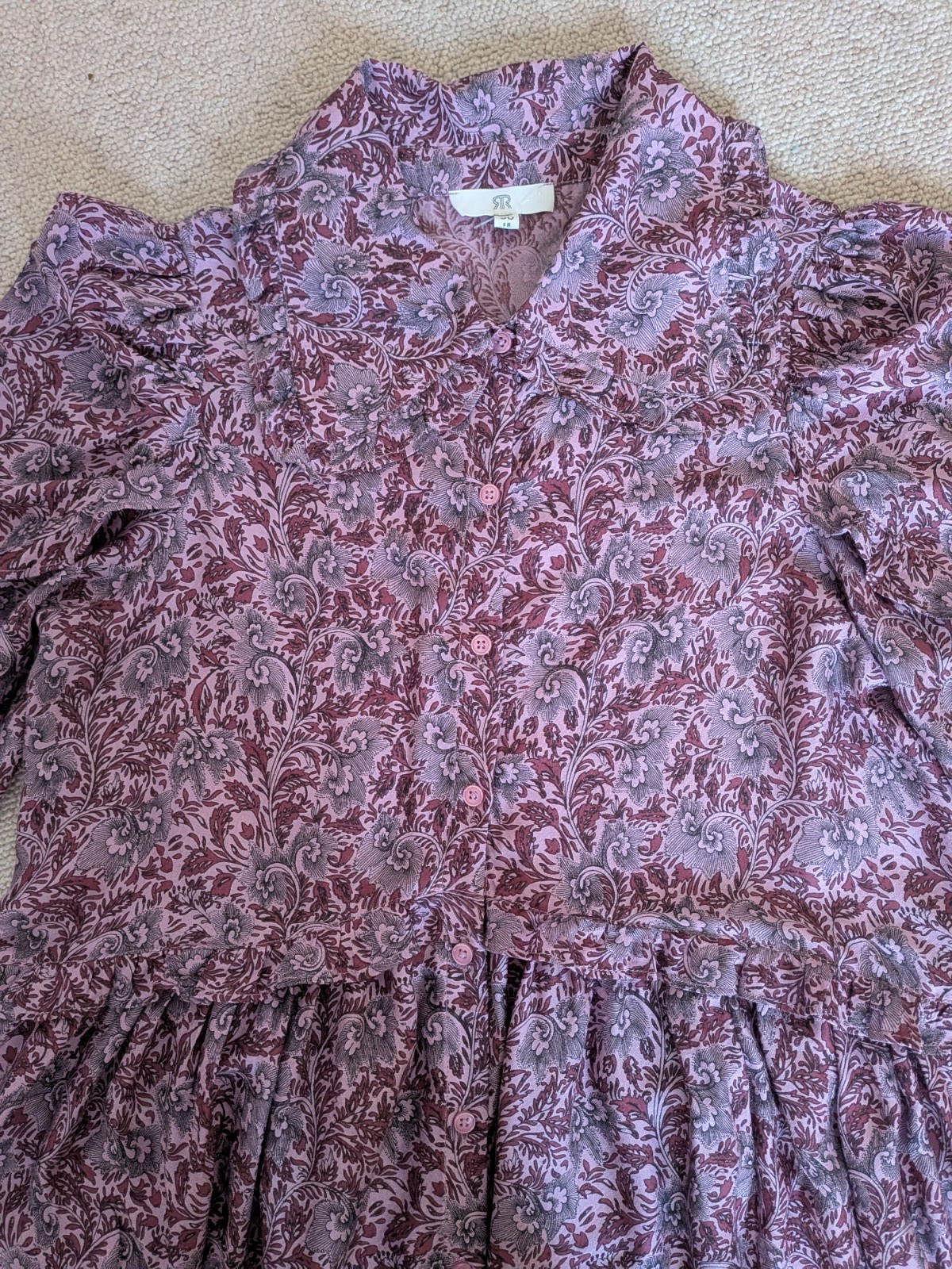 New La Redoute boho hippy peter pan collar relaxed fit floral maxi dress size 10