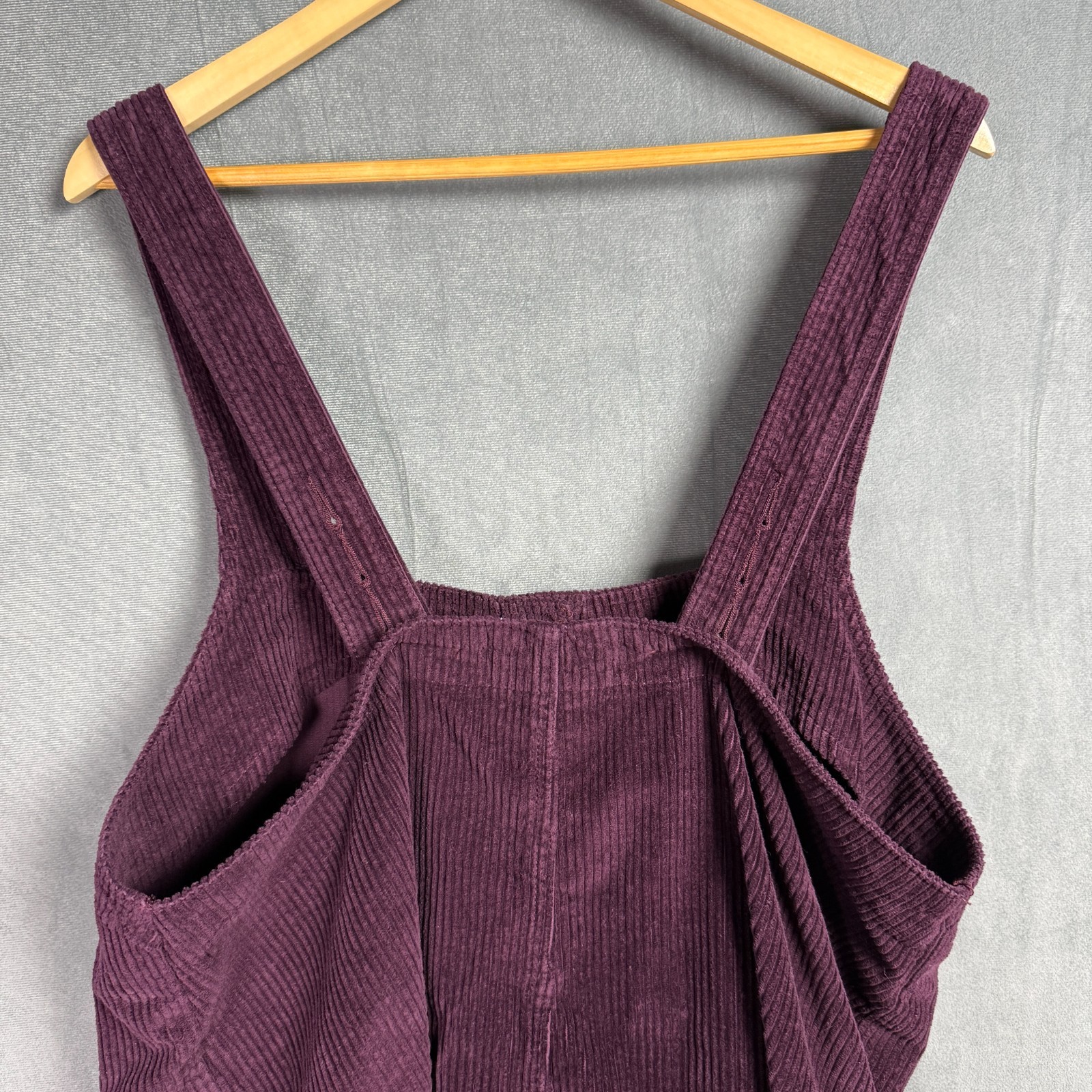 Fat Face US 12 UK 16 Purple Pinafore Dungaree Mini Dress Corduroy Button Pockets