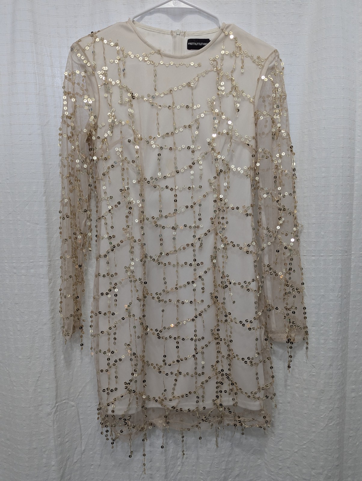 Pretty Little Thing Sequined Gold Party Dress Size 6 New Years Bridal Wedding