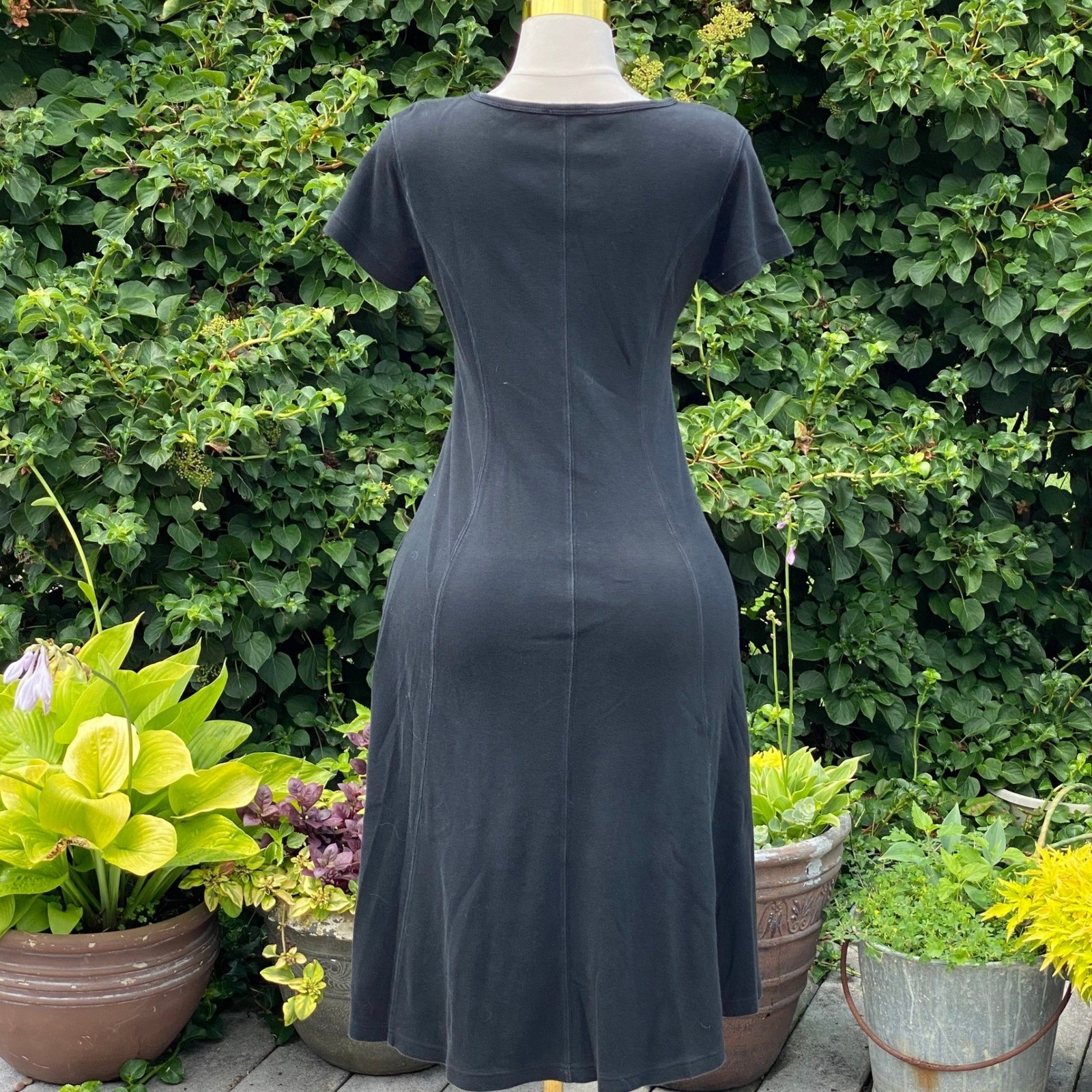 FADS 80s/90s Vintage Minimalist Black Tshirt Midi Dress Quiet Luxury Chic – PM