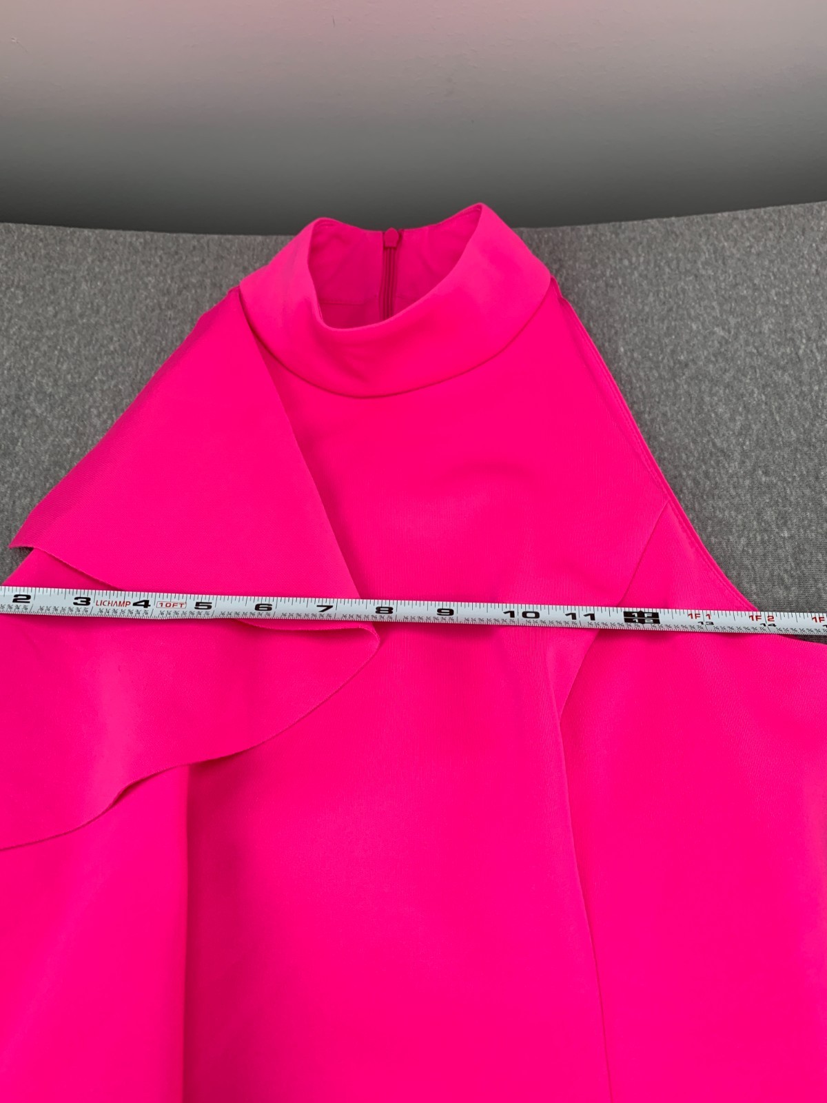 Willow Glenn High Neck Ruffle Dress Womens 4 Hot Pink Sleeveless A-Line Stretch