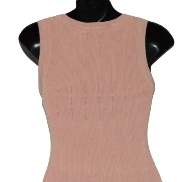 Guess Lined Knitted Bodycon Midi Knee Length Scoop Neck Peachy Pink Dress Size S