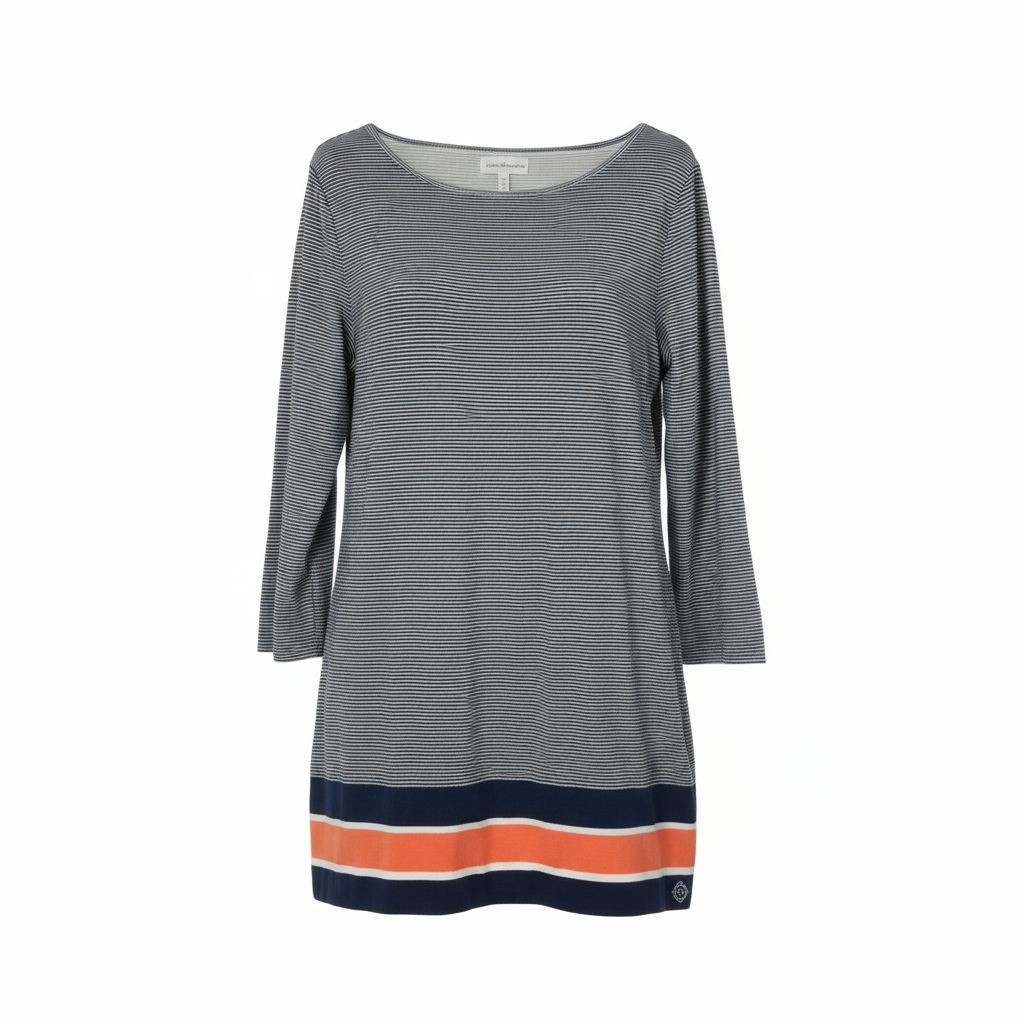 Stewart Simmons Women’s Knee Length Dress Striped Blue Orange Size Large