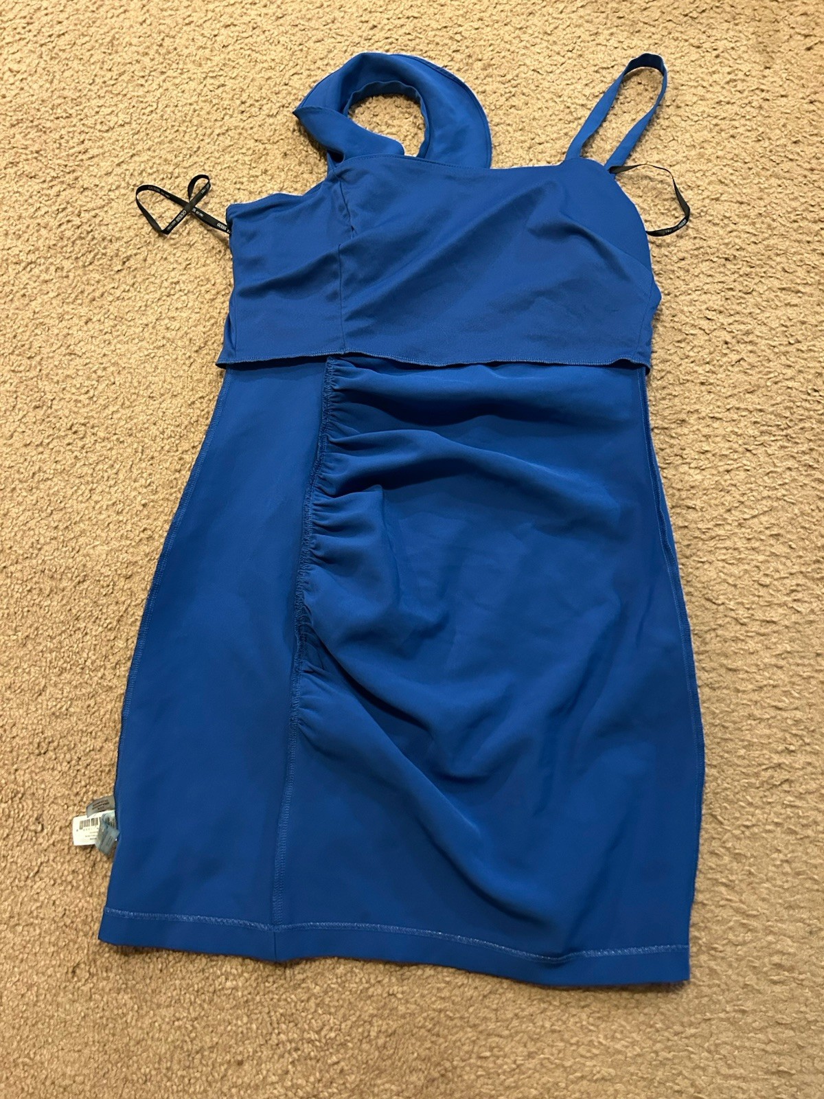 Guess Women’s Ruffle Ruched Square Neckline Mini Dress Bodycon Royal Blue 8