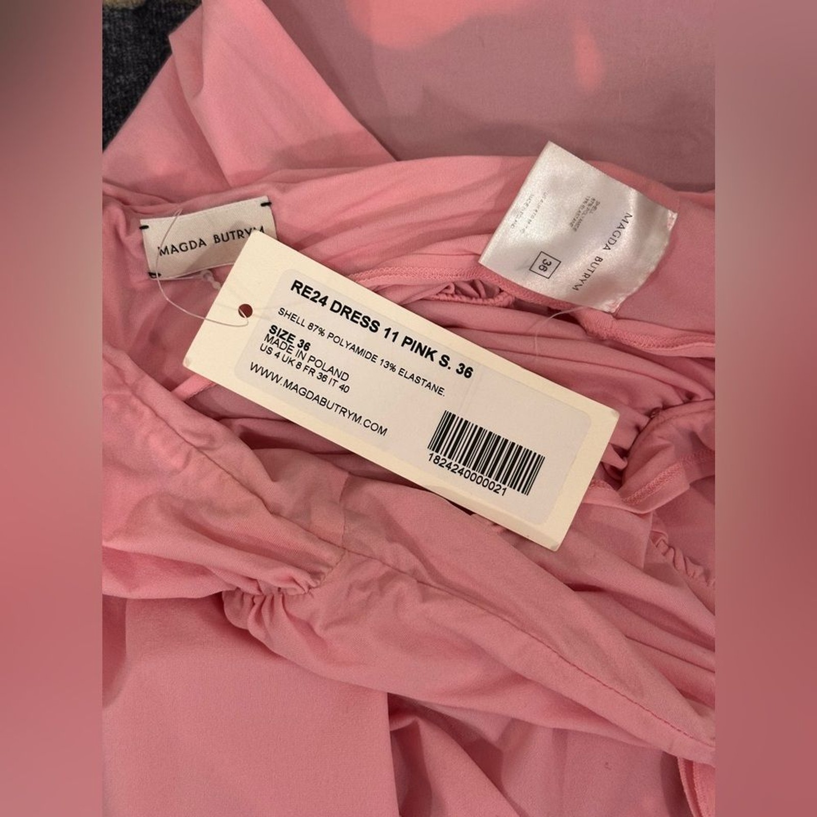 Magda Butrym Strapless flower appliqué Maxi Dress in Pink gown semi sheer small