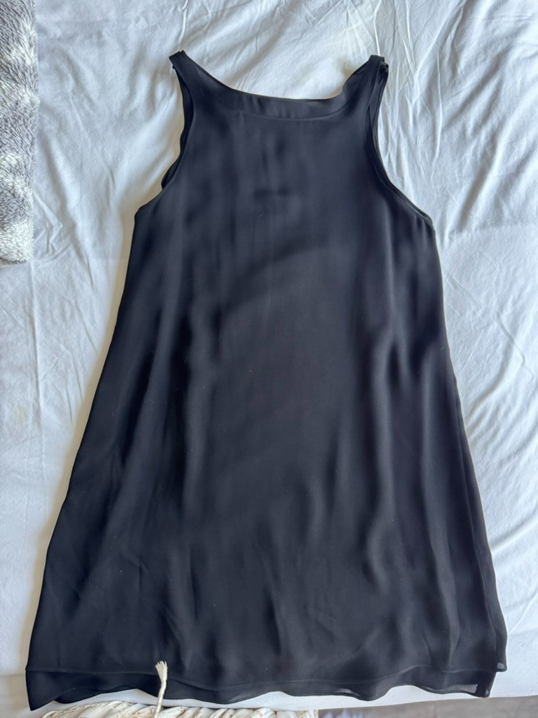 A|X Armani Exchange Vintage 90’s Black Silk Tank Swing Dress Size M