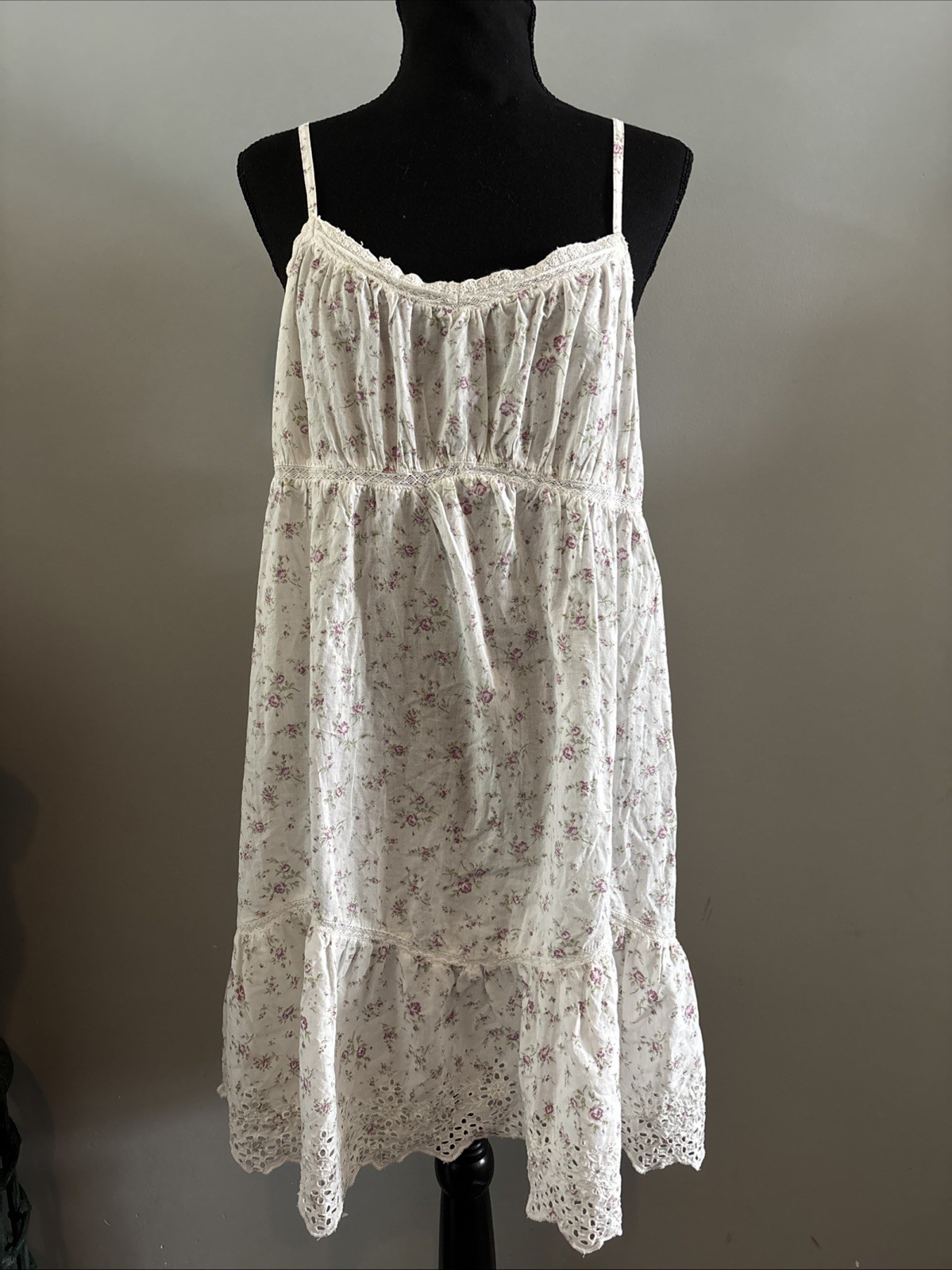 Rachel ASHWELL Cotton Floral Fairy Lace Tier Babydoll Dress Cottagecore Peasant