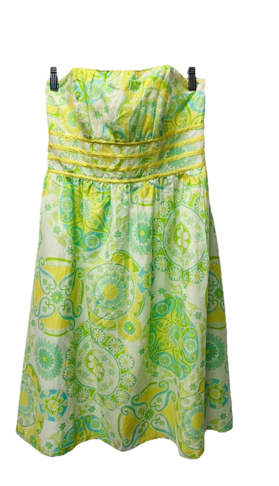 Lilly Pulitzer Dress 10 Strapless Silk Cotton Paisley 60sWedding Garden Party
